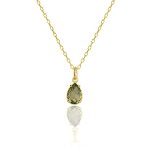 925 Sterling Silver August Birthstone Necklace-Peridot Necklace Vertical London Jewellery
