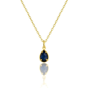 925 Sterling Silver September Birthstone Necklace-Sapphire Necklace Vertical London Jewellery