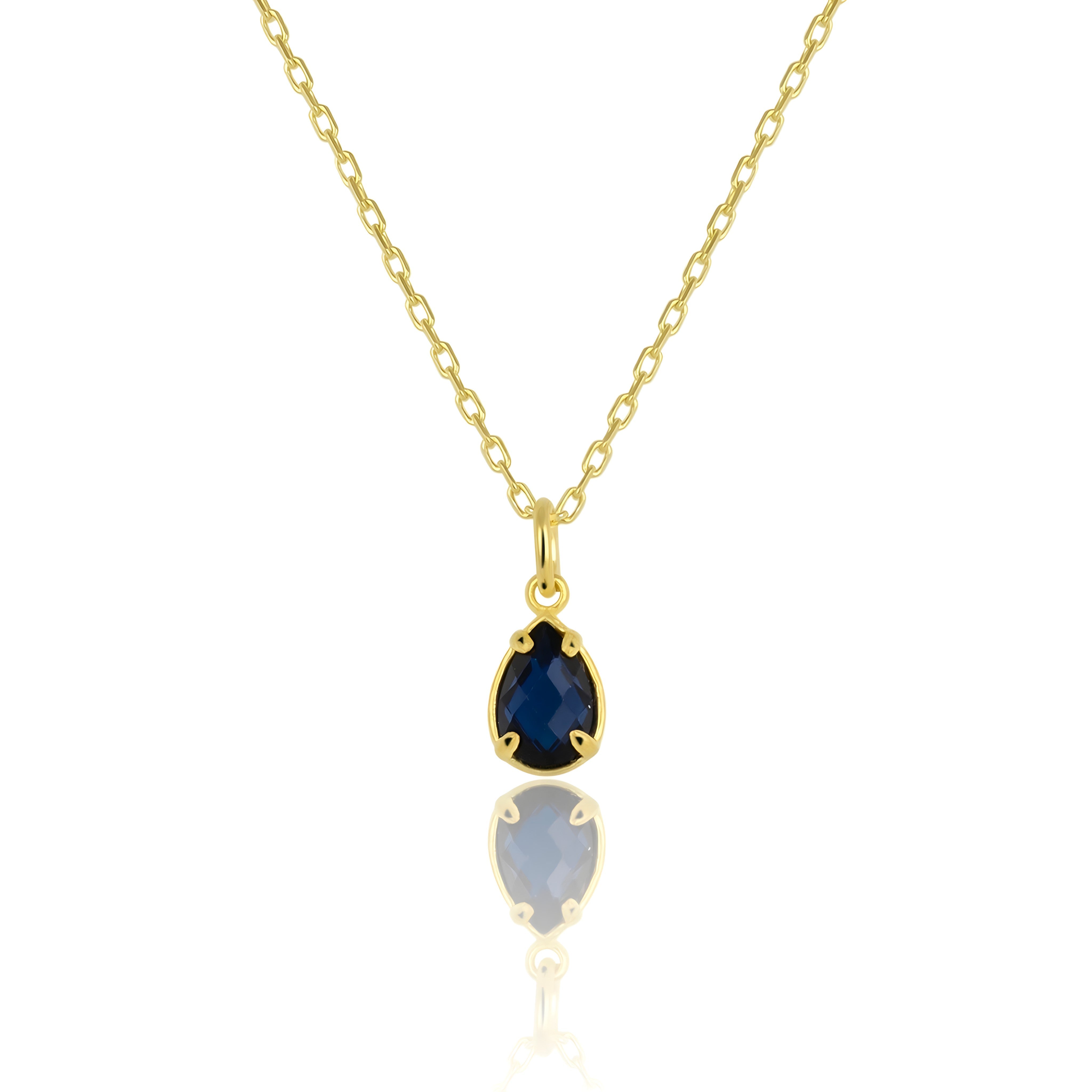 925 Sterling Silver September Birthstone Necklace-Sapphire Necklace Vertical London Jewellery