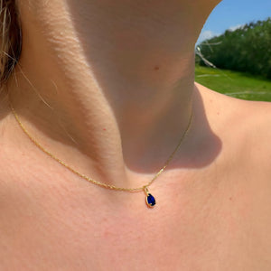 925 Sterling Silver September Birthstone Necklace-Sapphire Necklace Vertical London Jewellery