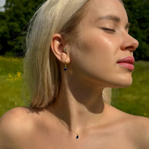 925 Sterling Silver September Birthstone Necklace-Sapphire Necklace Vertical London Jewellery