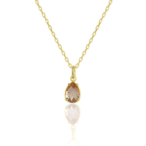 925 Sterling Silver November Birthstone Necklace-Citrine Necklace Vertical London Jewellery