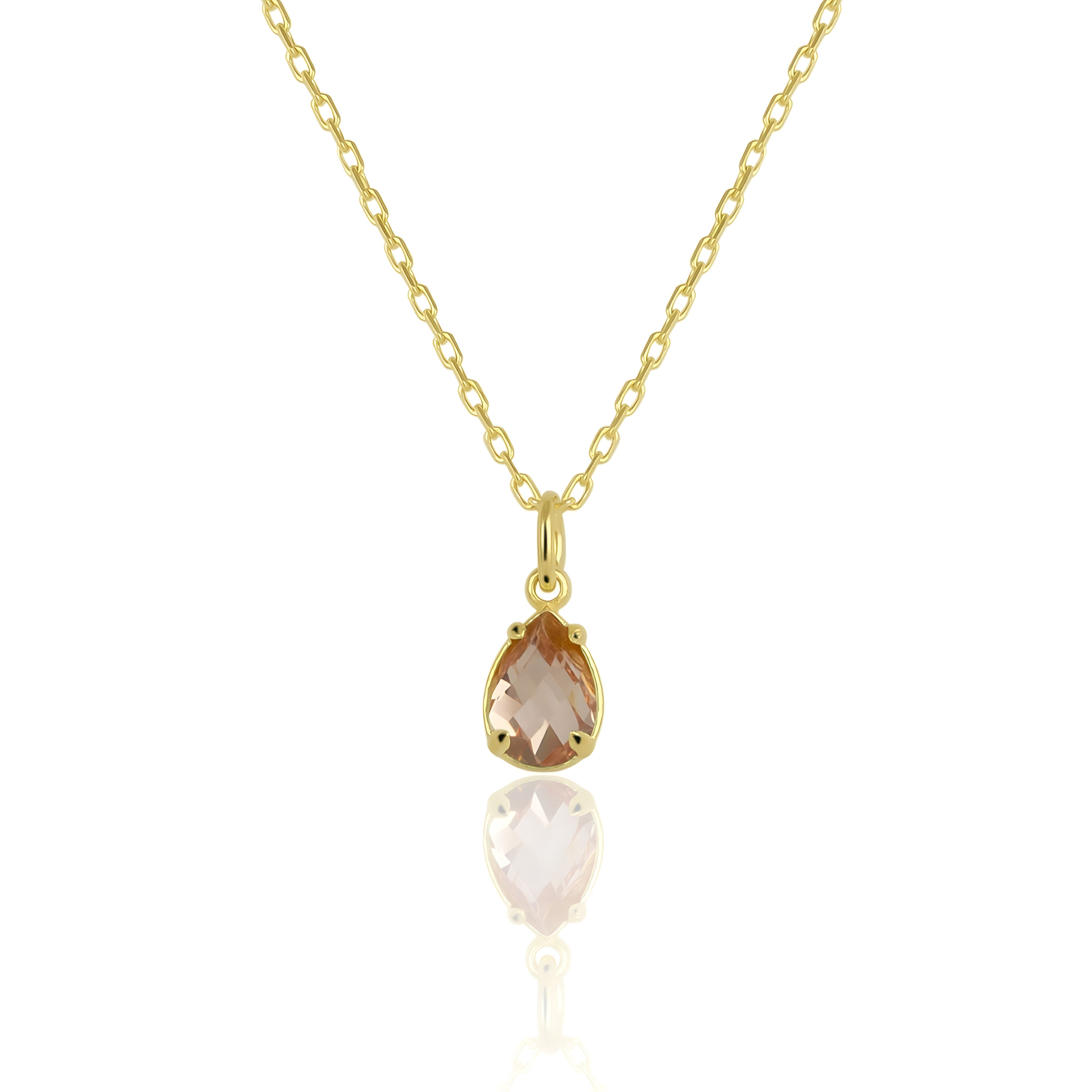 925 Sterling Silver November Birthstone Necklace-Citrine Necklace Vertical London Jewellery
