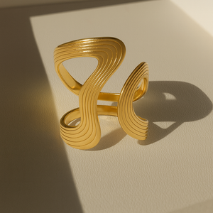 Modern Wave Statement Ring Vertical London Jewellery