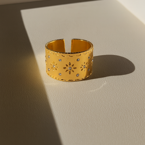 Vintage Floral Gold Ring Vertical London Jewellery