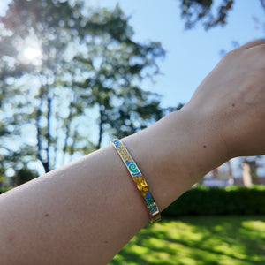 Enamel Hinge Bangle Bracelet - Style 1 Vertical London Jewellery