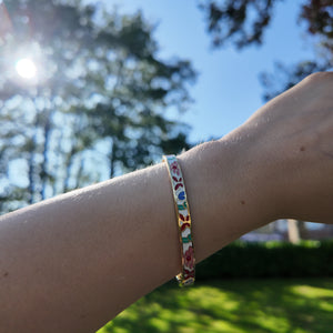 Enamel Hinge Bangle Bracelet - Style 2 Vertical London Jewellery