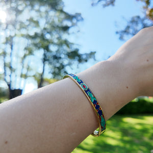 Enamel Hinge Bangle Bracelet - Style 3 Vertical London Jewellery