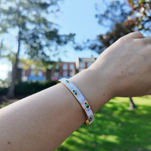 Evil Eye Hinge Bangle Bracelet Vertical London Jewellery