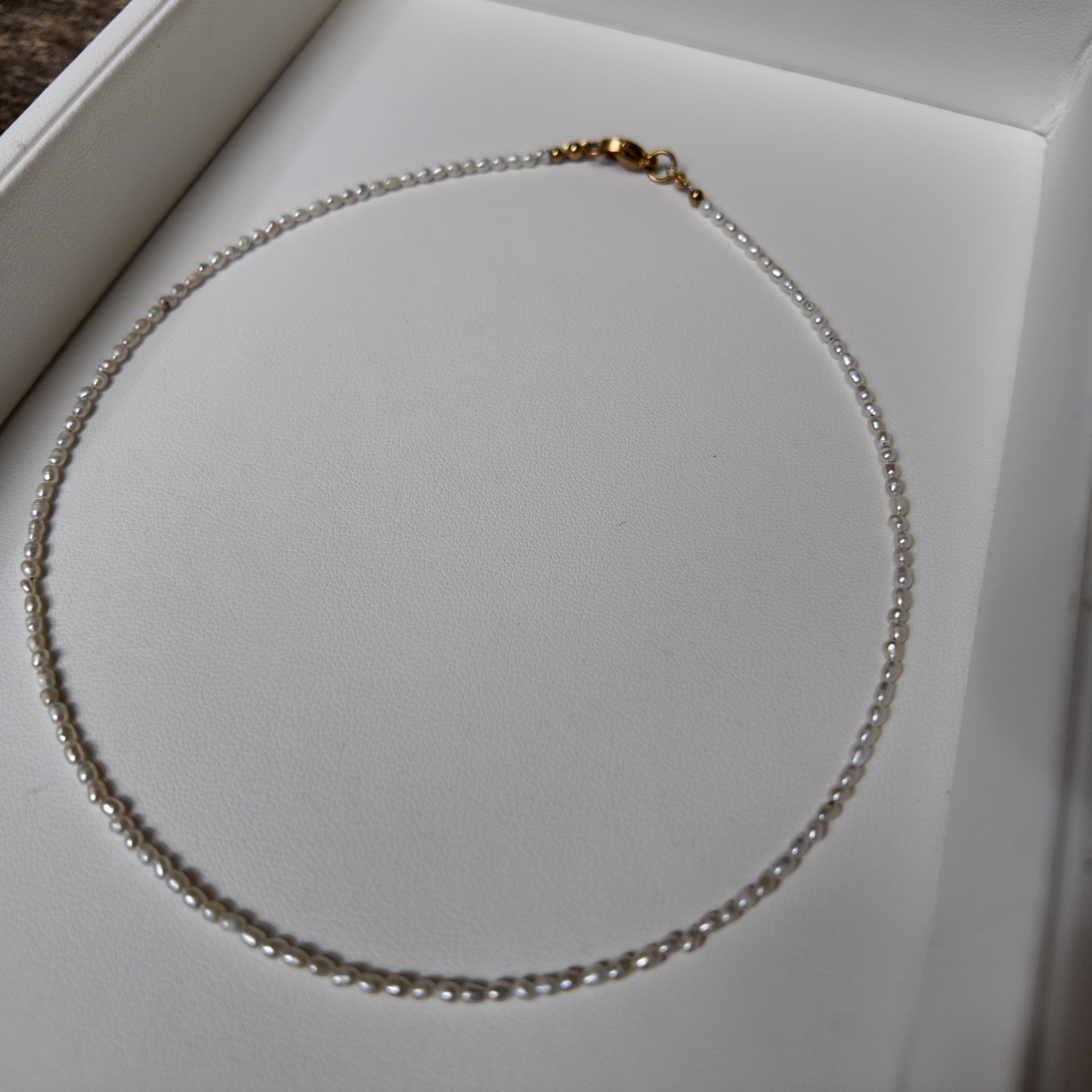 Minimalist Tiny Freshwater Pearl Choker Vertical London Jewellery