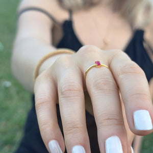 925 Sterling Silver July Birthstone Ring-Ruby Ring Vertical London Jewellery