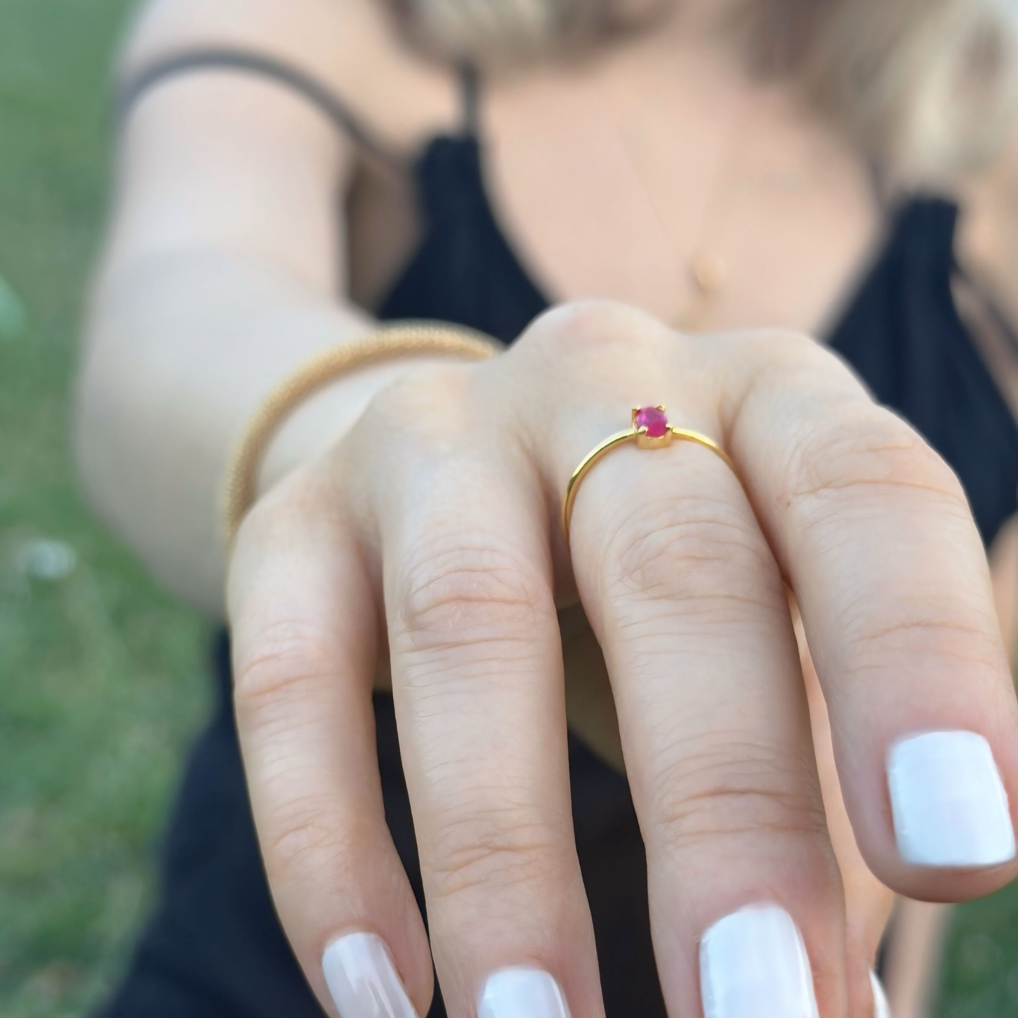 925 Sterling Silver July Birthstone Ring-Ruby Ring Vertical London Jewellery