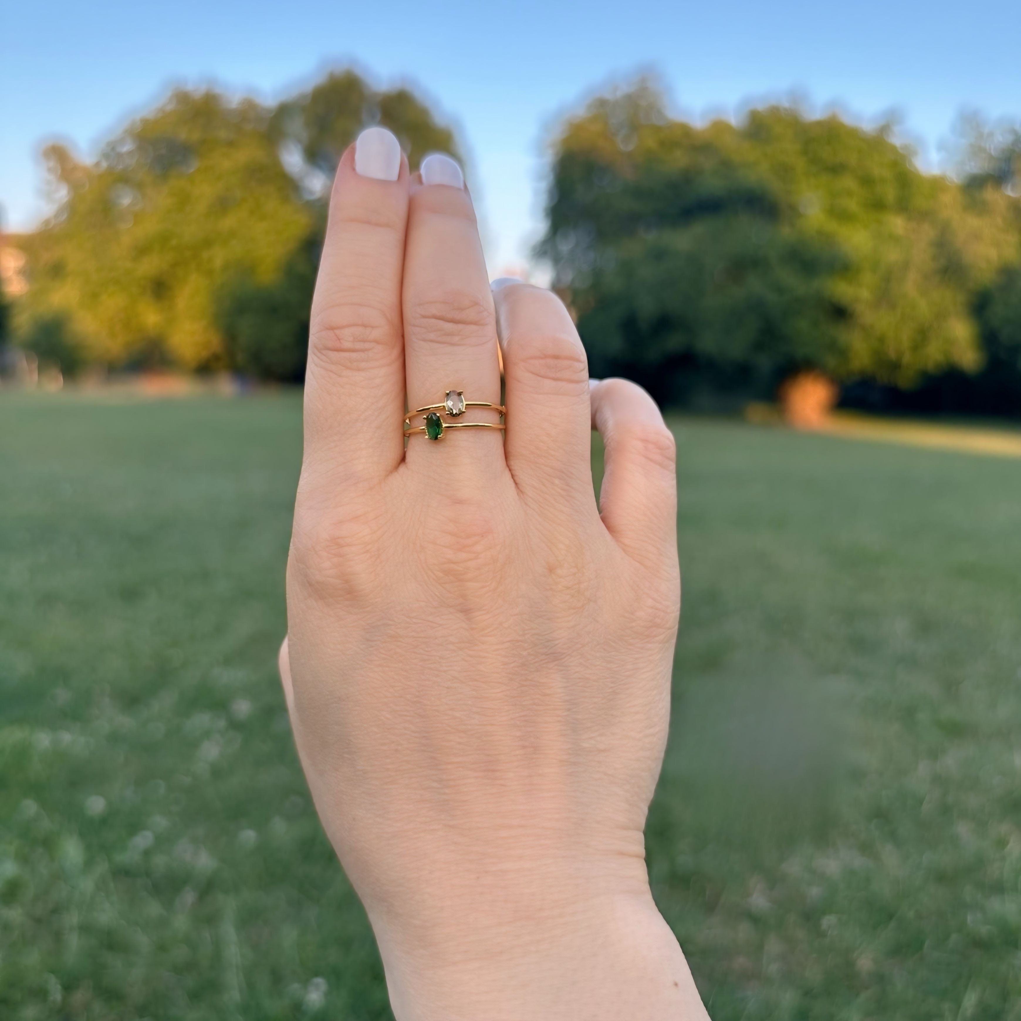 925 Sterling Silver August Birthstone Ring-Peridot Ring Vertical London Jewellery