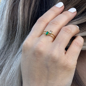 925 Sterling Silver May Birthstone Ring-Emerald Ring Vertical London Jewellery