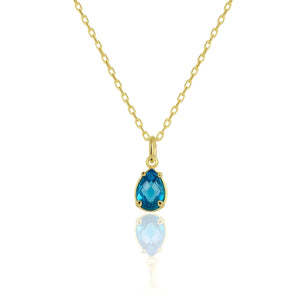 925 Sterling Silver December Birthstone Necklace-Blue Topaz Necklace Vertical London Jewellery