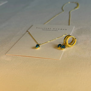 925 Sterling Silver December Birthstone Earrings-Blue Topaz Hoop Earrings Vertical London Jewellery