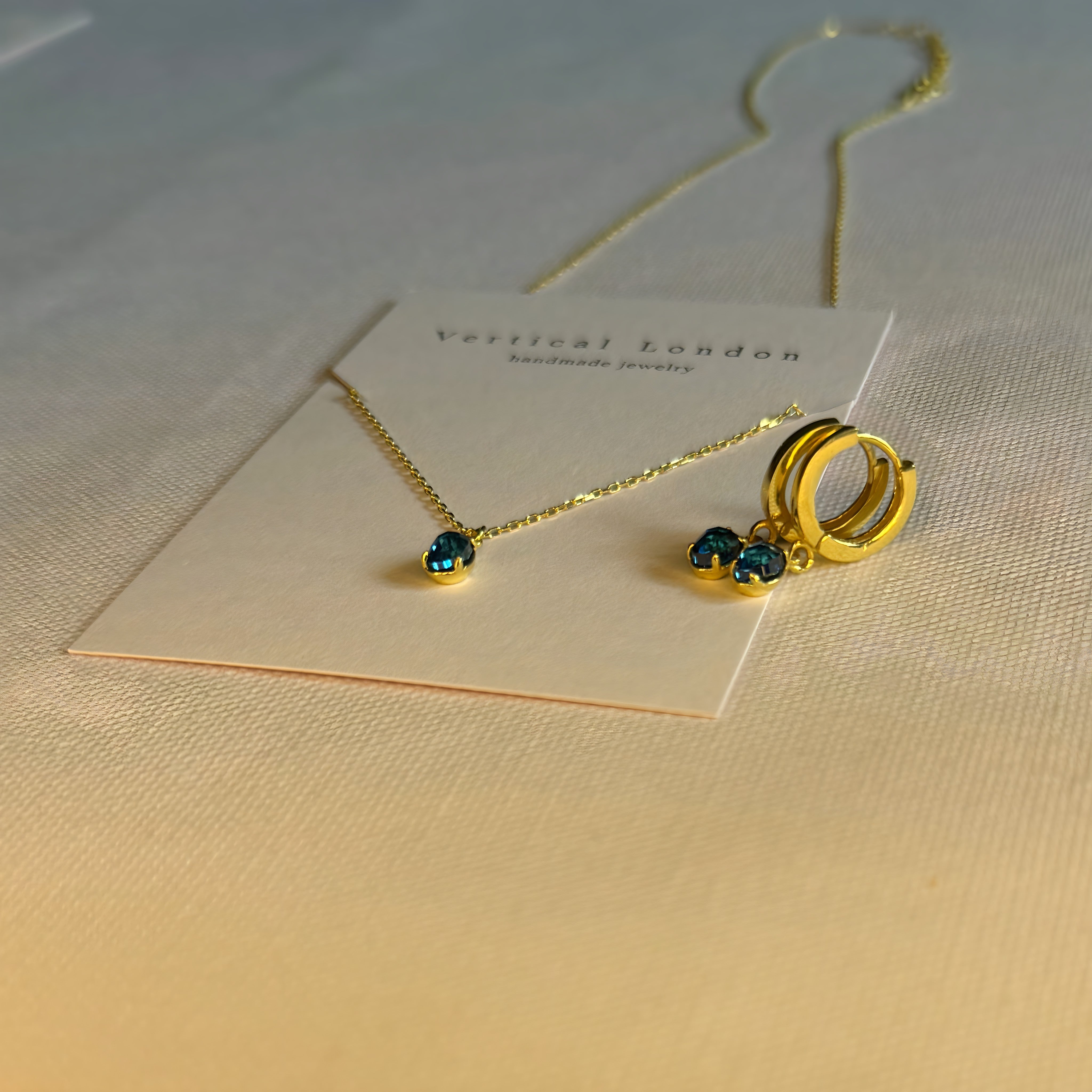 925 Sterling Silver December Birthstone Earrings-Blue Topaz Hoop Earrings Vertical London Jewellery