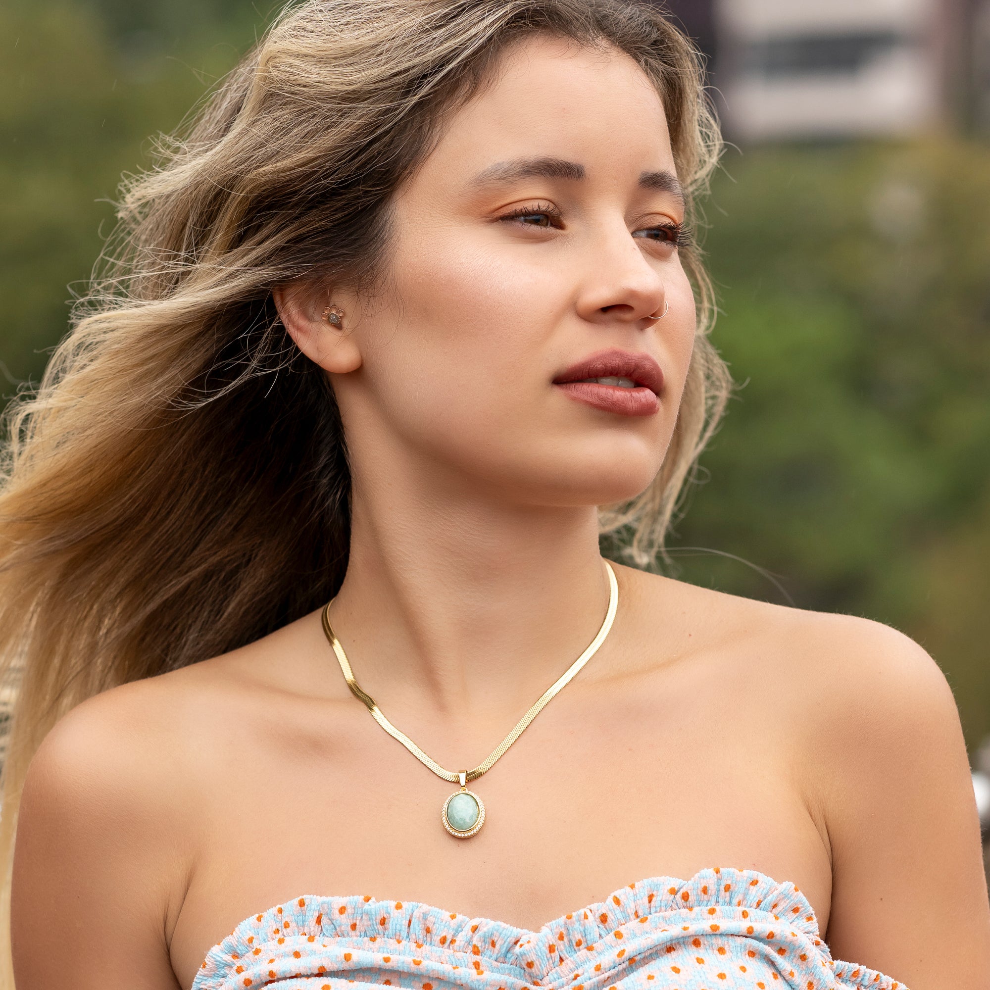 Amazonite Gold Necklace