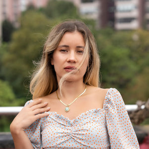 Amazonite Gold Necklace Vertical London Jewellery
