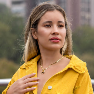 Tiger's Eye Gold Necklace Vertical London Jewellery