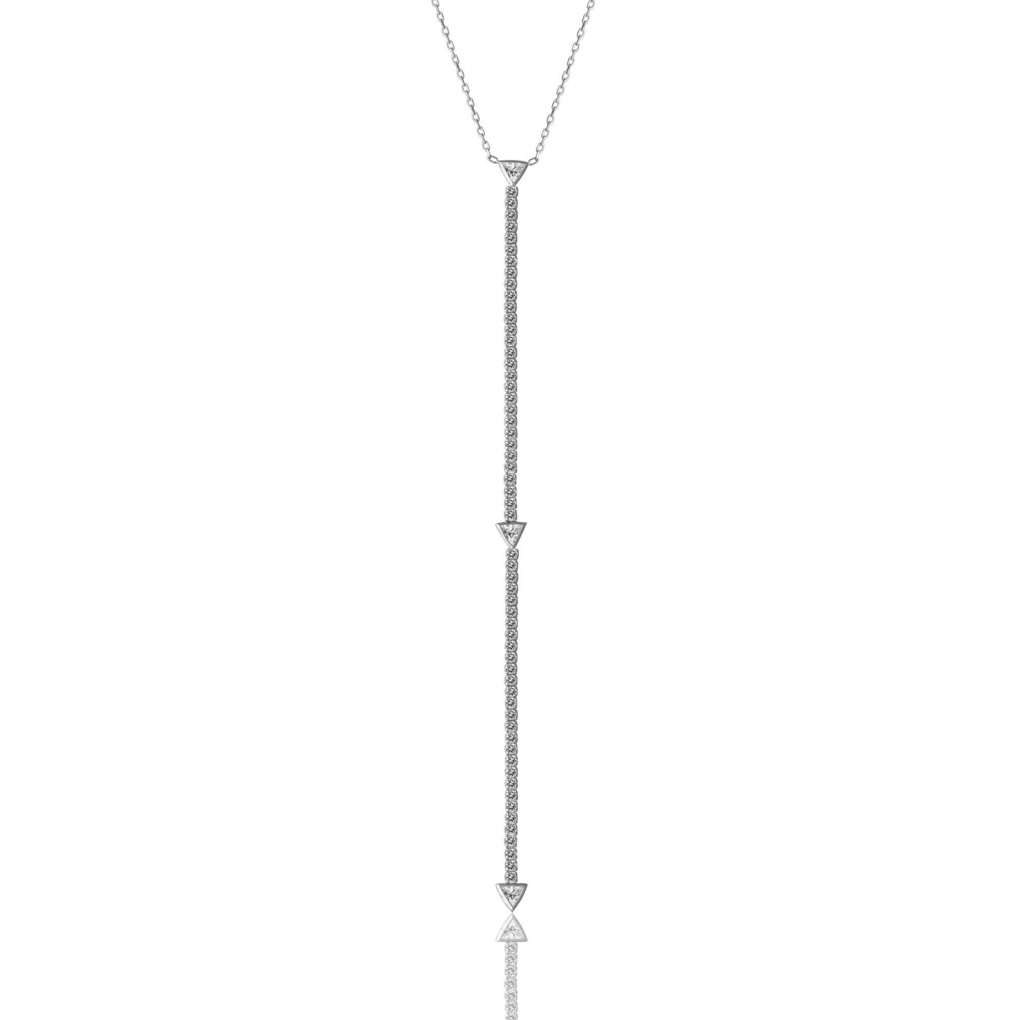 925 Sterling Silver Lariat Y Long Necklace Vertical London Jewellery