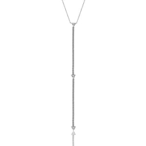925 Sterling Silver Lariat Y Long Necklace Vertical London Jewellery