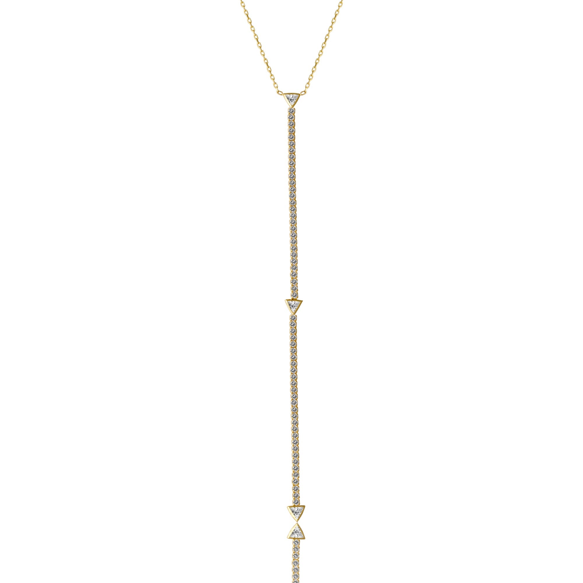 925 Sterling Silver Gold Lariat Y Long Necklace Vertical London Jewellery