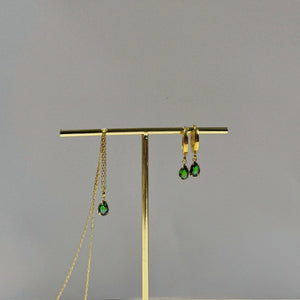 925 Sterling Silver May Birthstone Earrings-Emerald Hoop Earrings Vertical London Jewellery