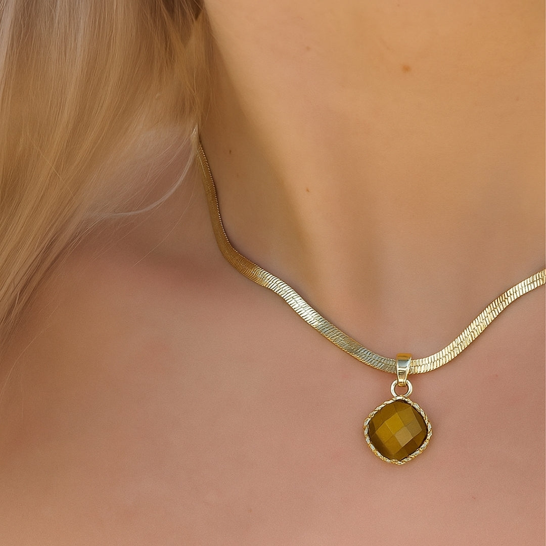 Tiger's Eye Minimalist Gold Necklace