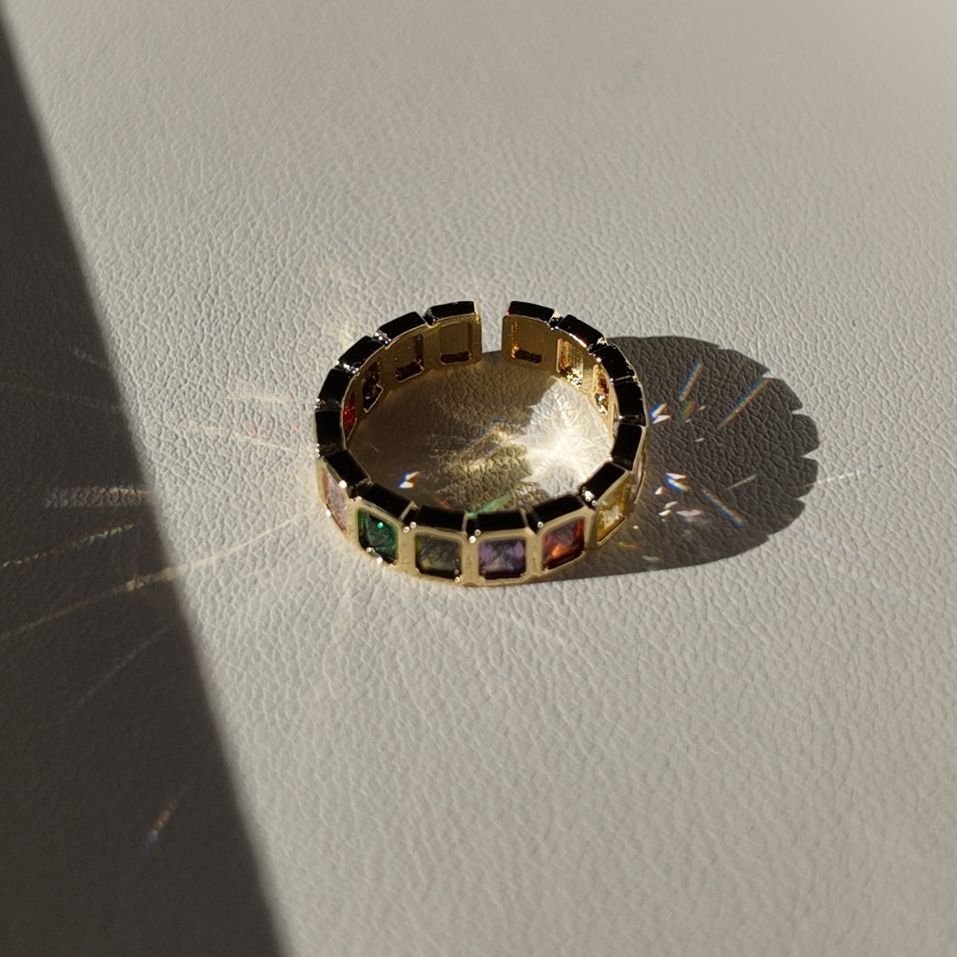 Rainbow Cubic Zircon Ring