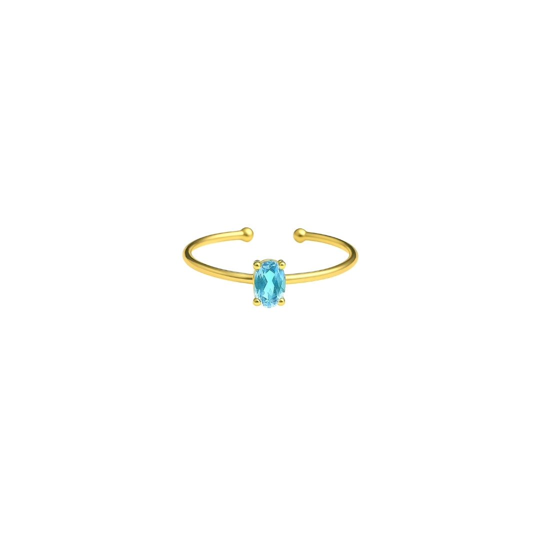 925 Sterling Silver March Birthstone Ring-Aquamarine Ring