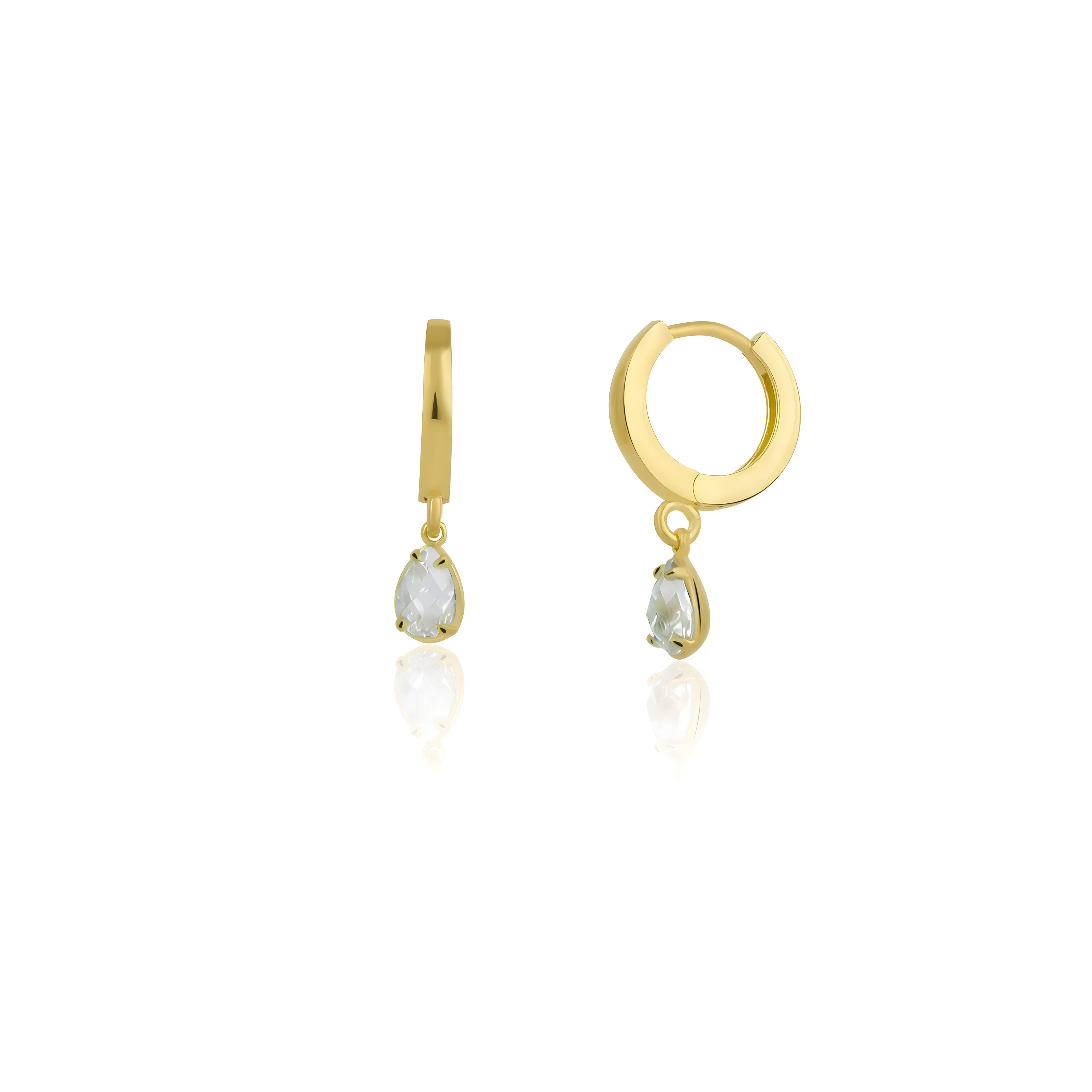 925 Sterling Silver April Birthstone Earrings-Clear Quartz Hoop Earrings