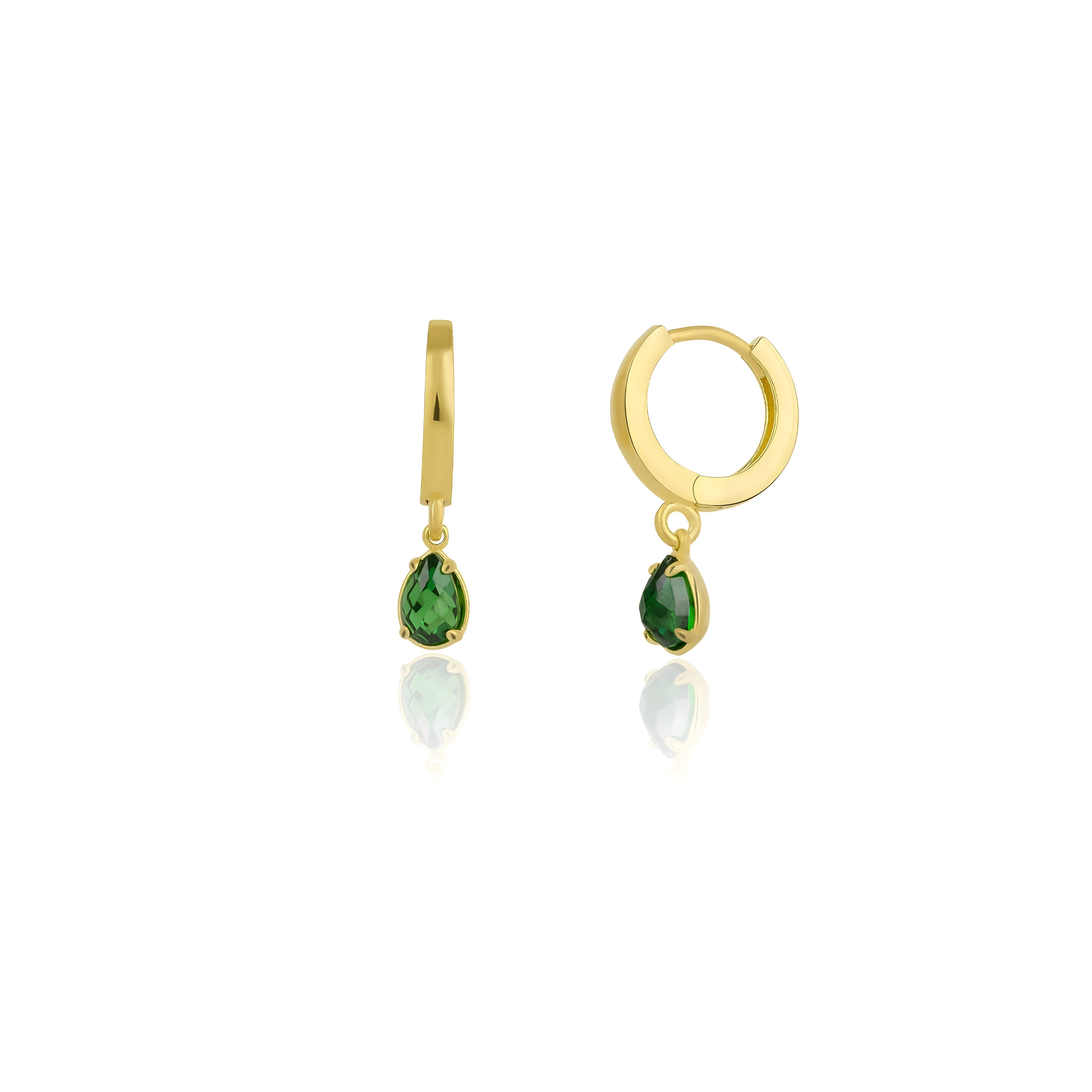 925 Sterling Silver May Birthstone Earrings-Emerald Hoop Earrings