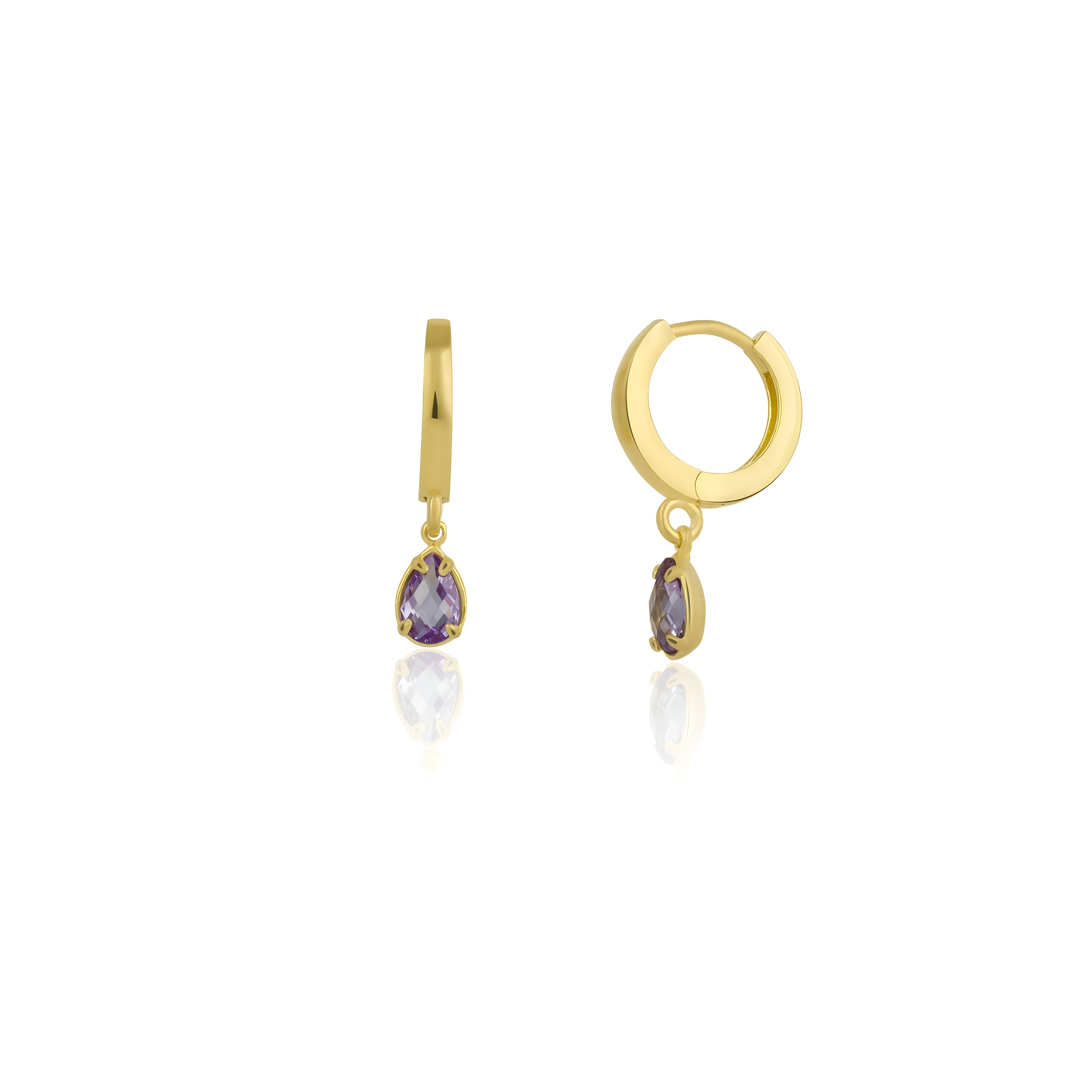 925 Sterling Silver June Birthstone Earrings-Alexandrite Lilac Hoop Earrings