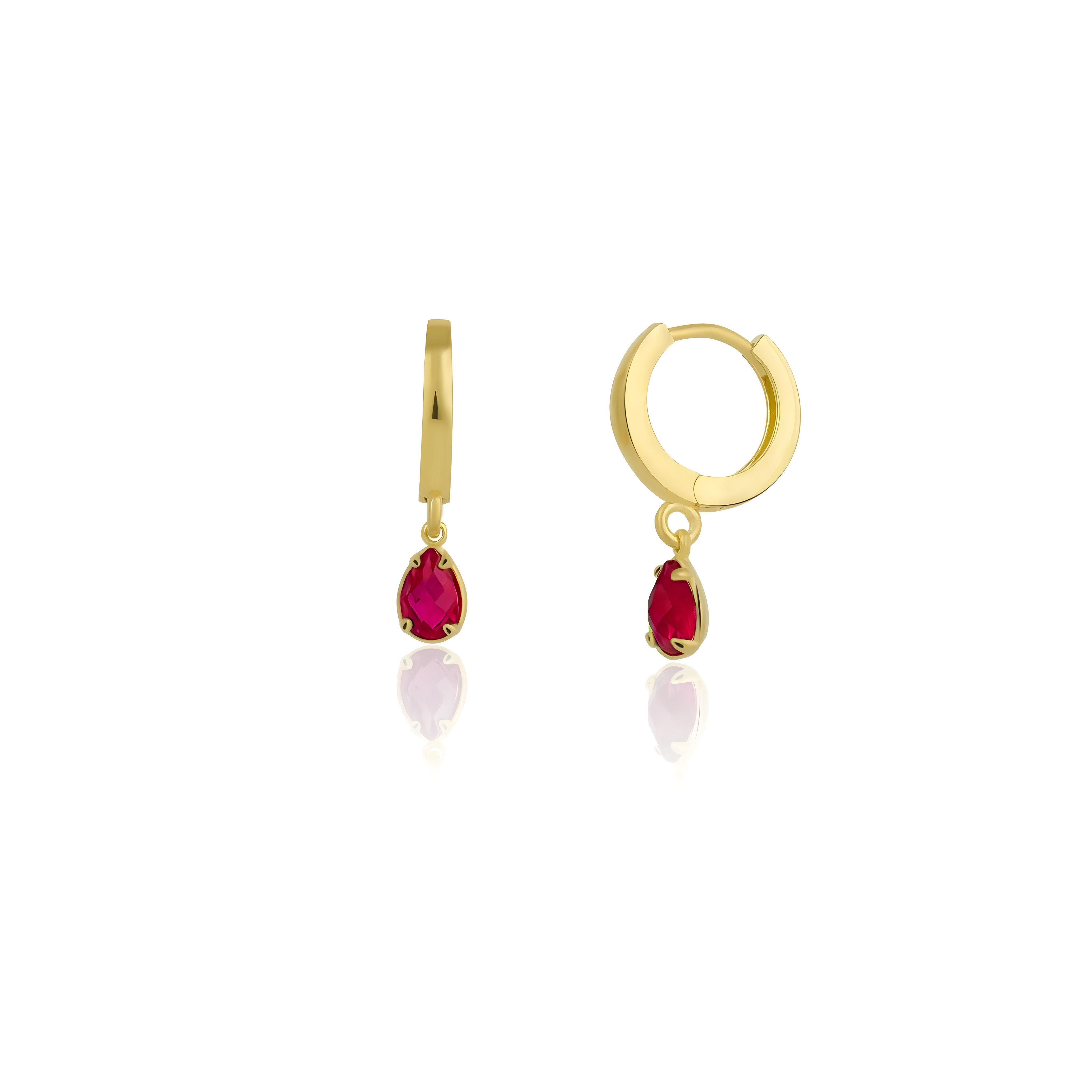 925 Sterling Silver July Birthstone Earrings-Ruby Hoop Earrings