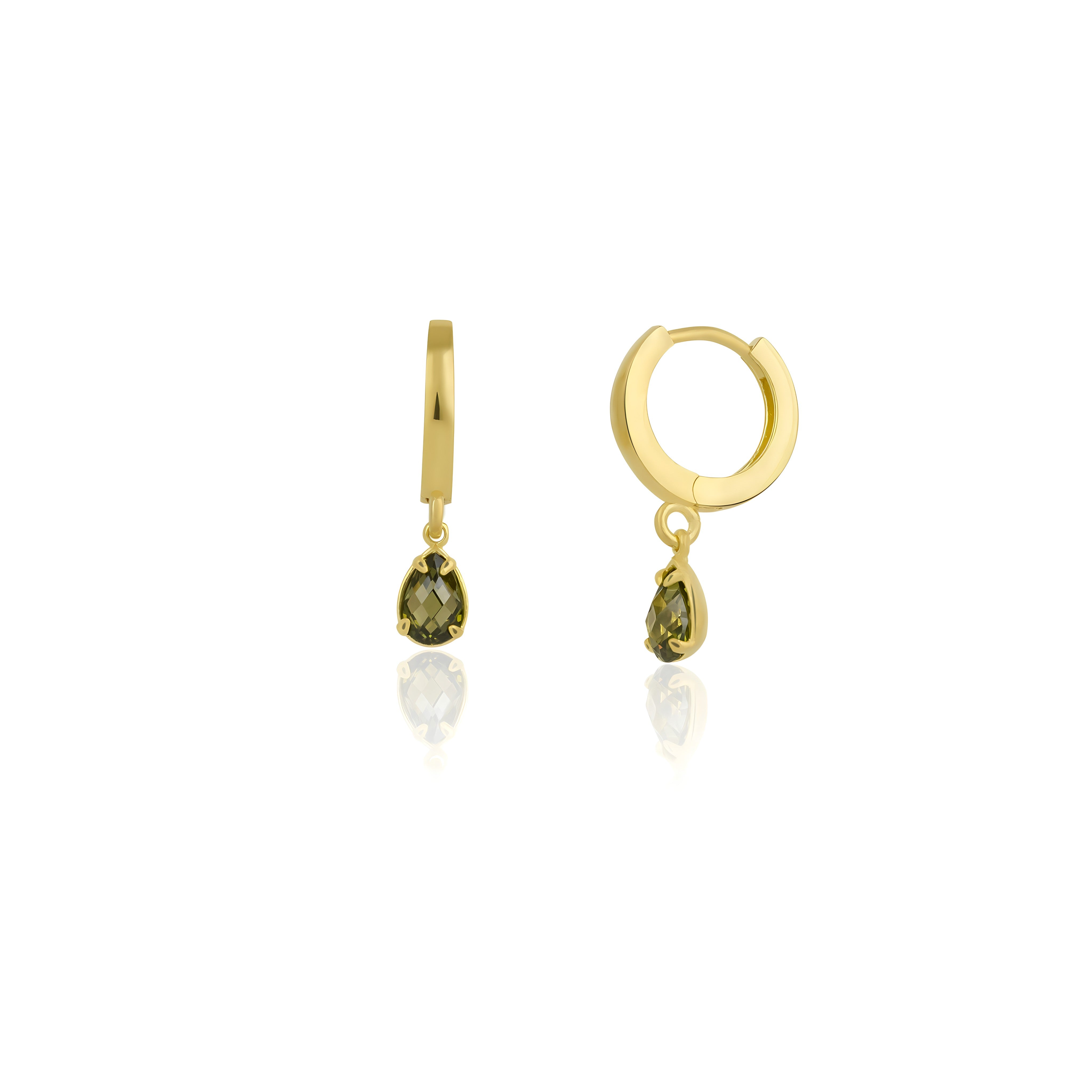 925 Sterling Silver August Birthstone Earrings-Peridot Hoop Earrings