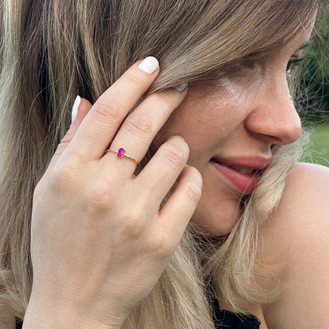 925 Sterling Silver July Birthstone Ring-Ruby Ring