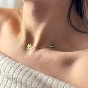 925 Sterling Silver Lotus Necklace Vertical London Jewellery