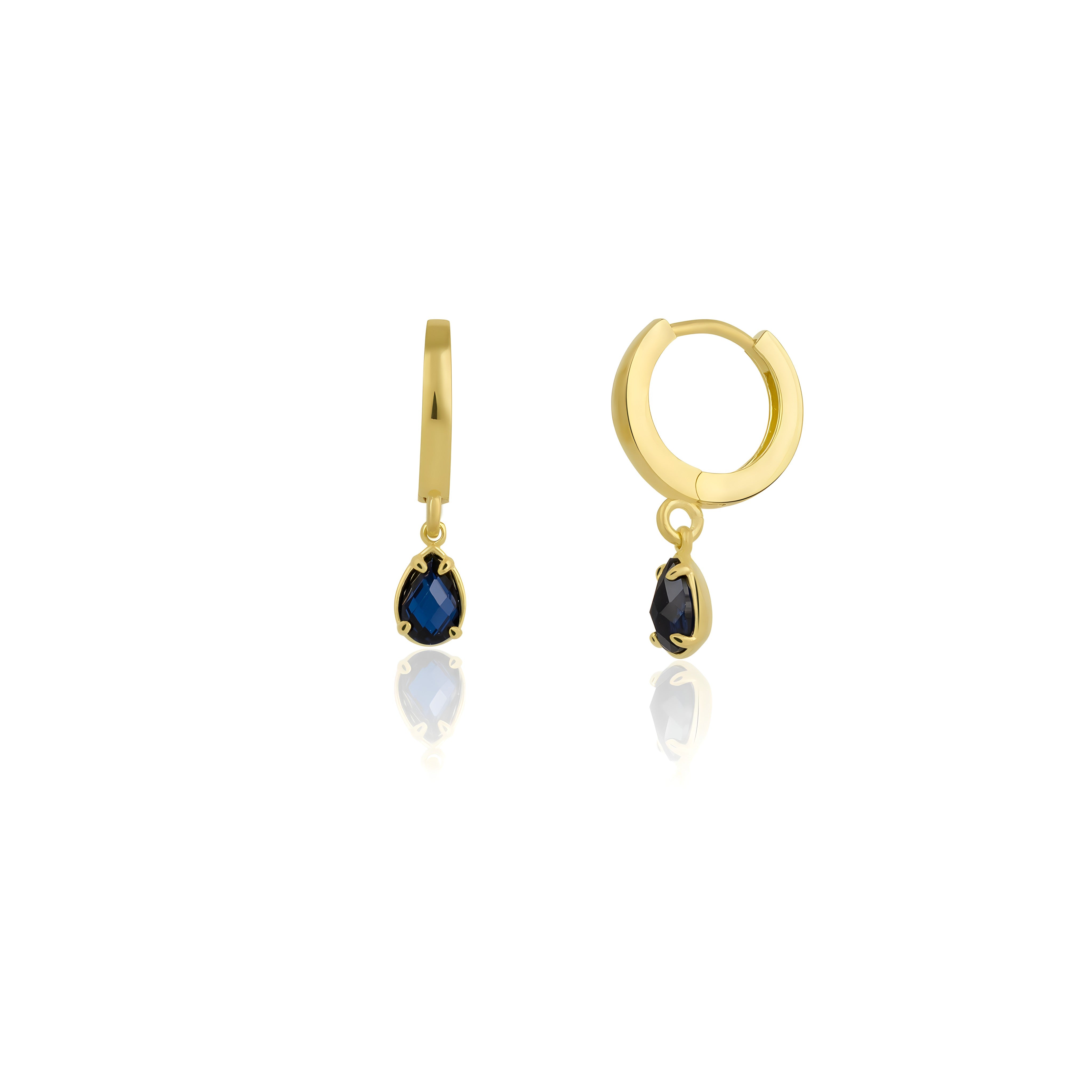 925 Sterling Silver September Birthstone Earrings-Sapphire Hoop Earrings