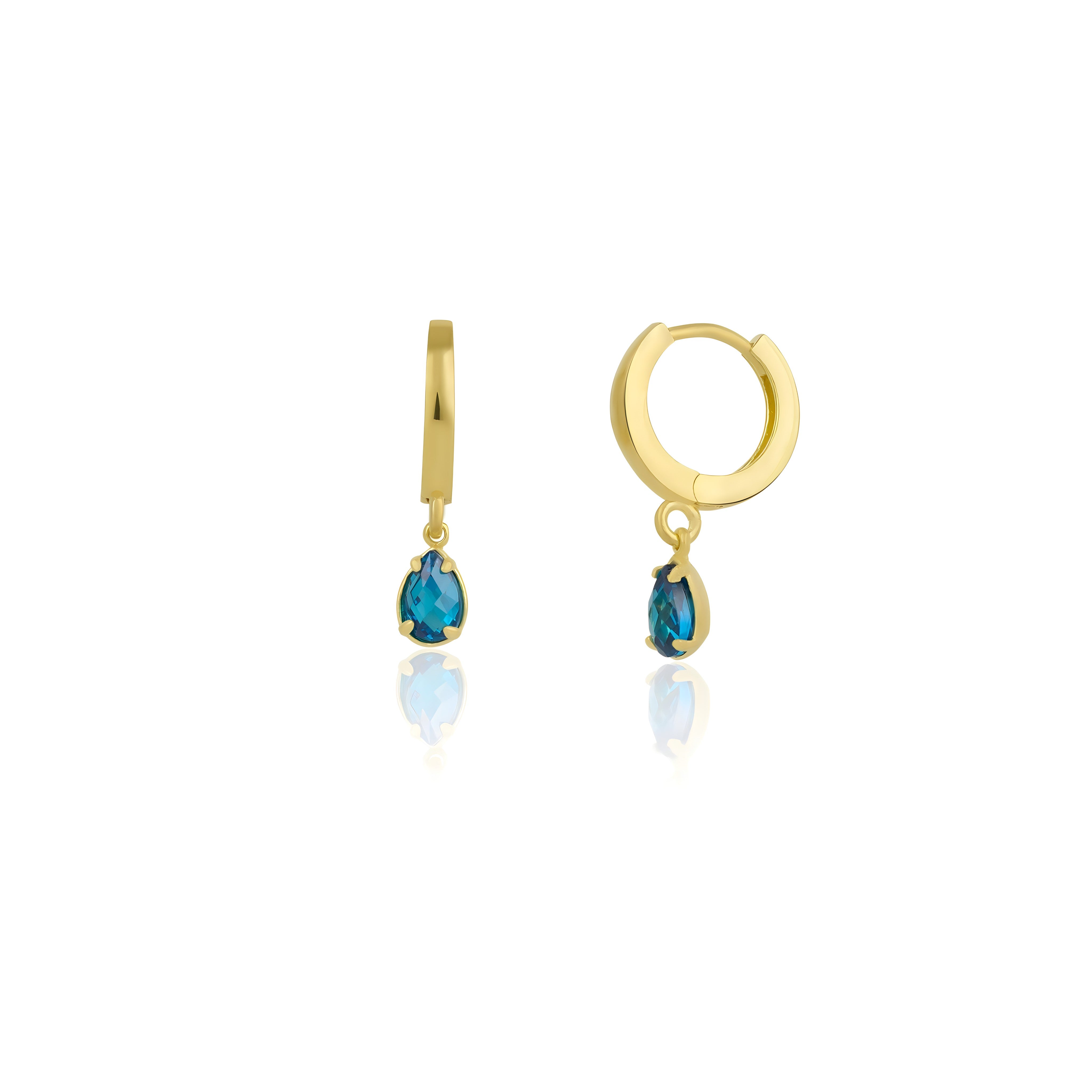925 Sterling Silver December Birthstone Earrings-Blue Topaz Hoop Earrings