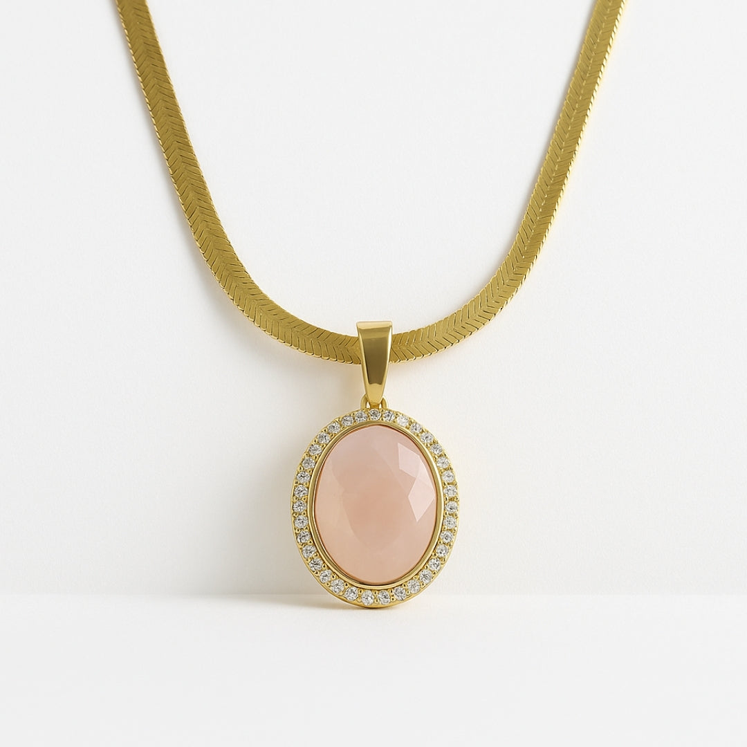 Rose Quartz Gold Necklace