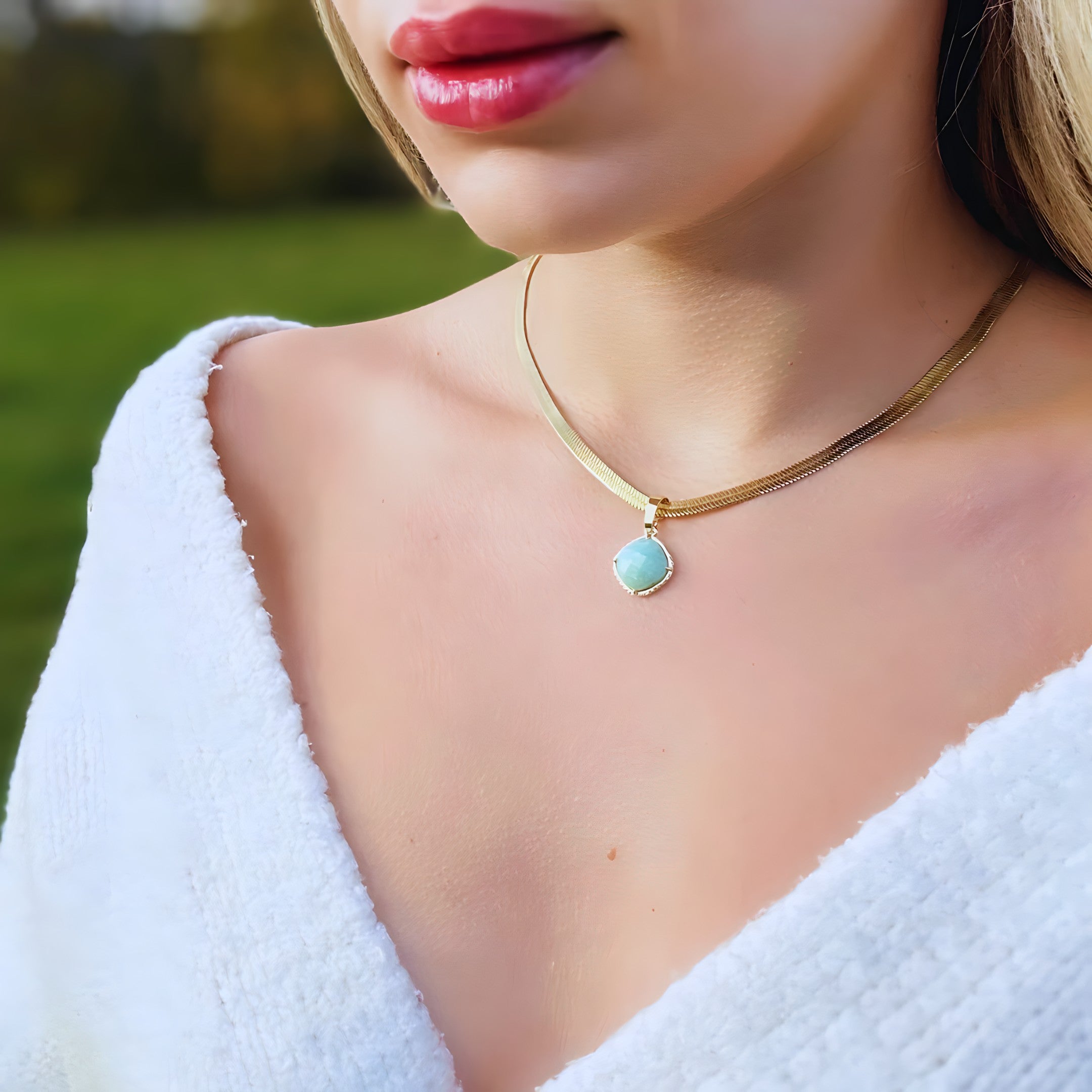 Amazonite Minimalist Gold Necklace