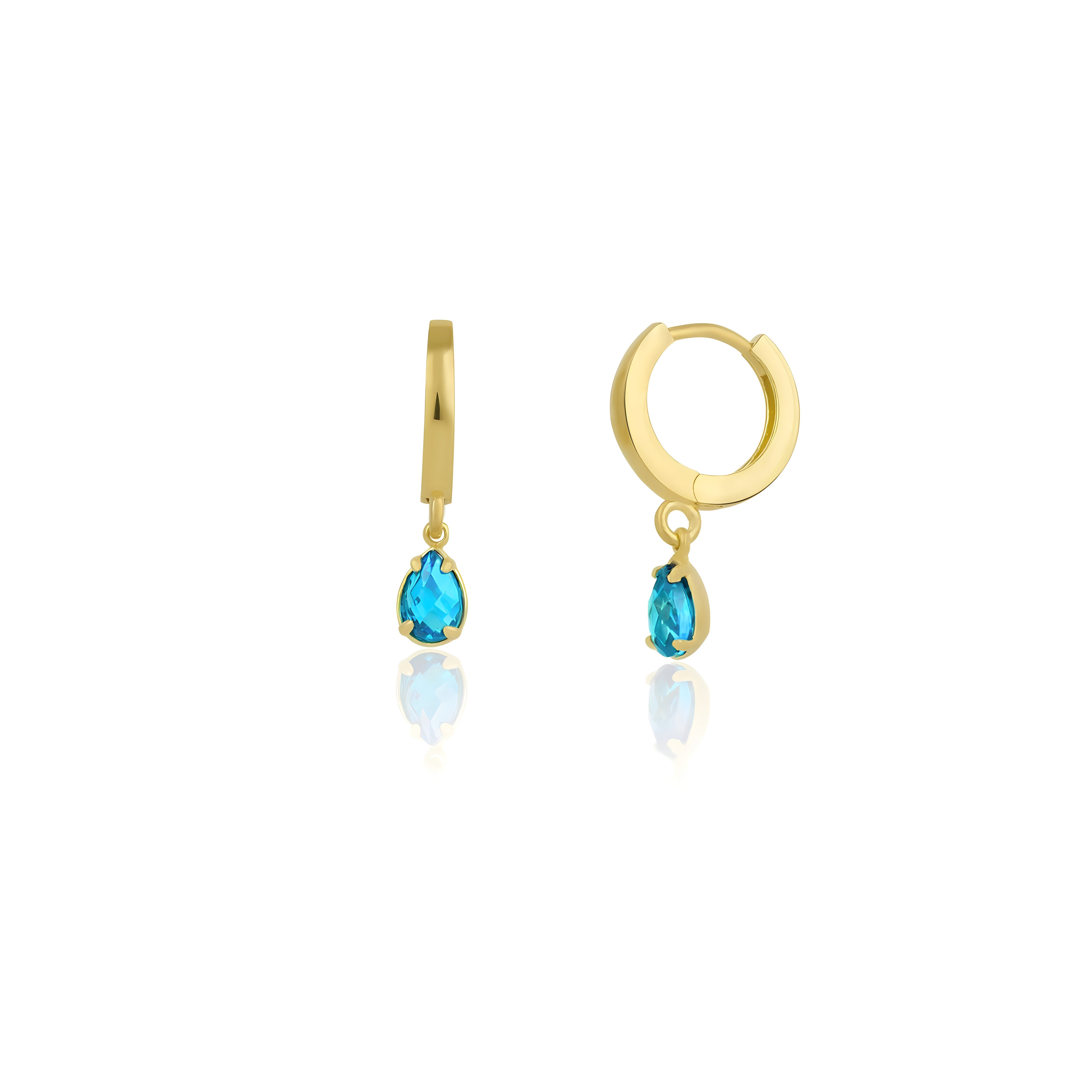 925 Sterling Silver March Birthstone Earrings-Aquamarine Hoop Earrings