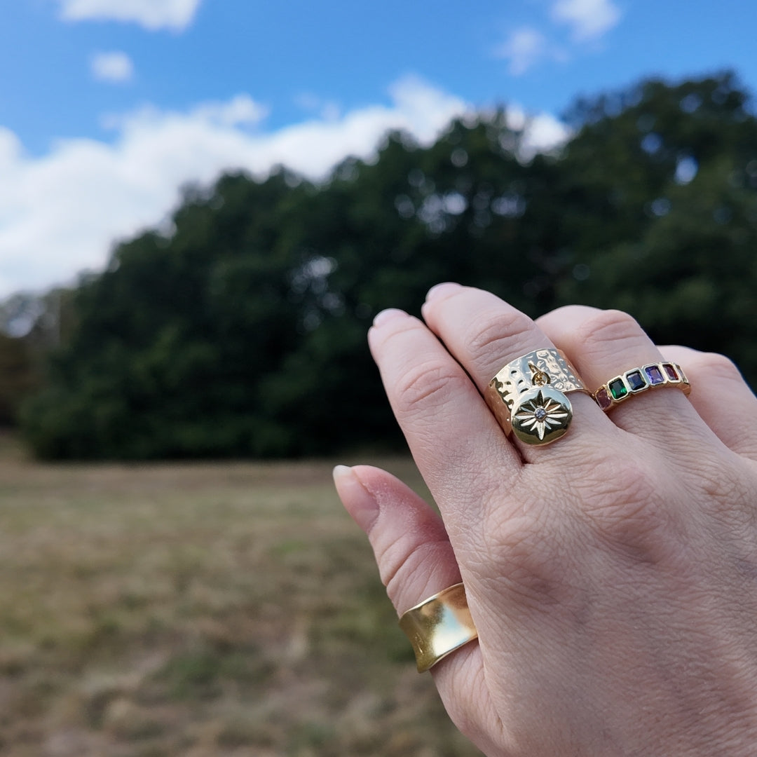 Rainbow Cubic Zircon Ring