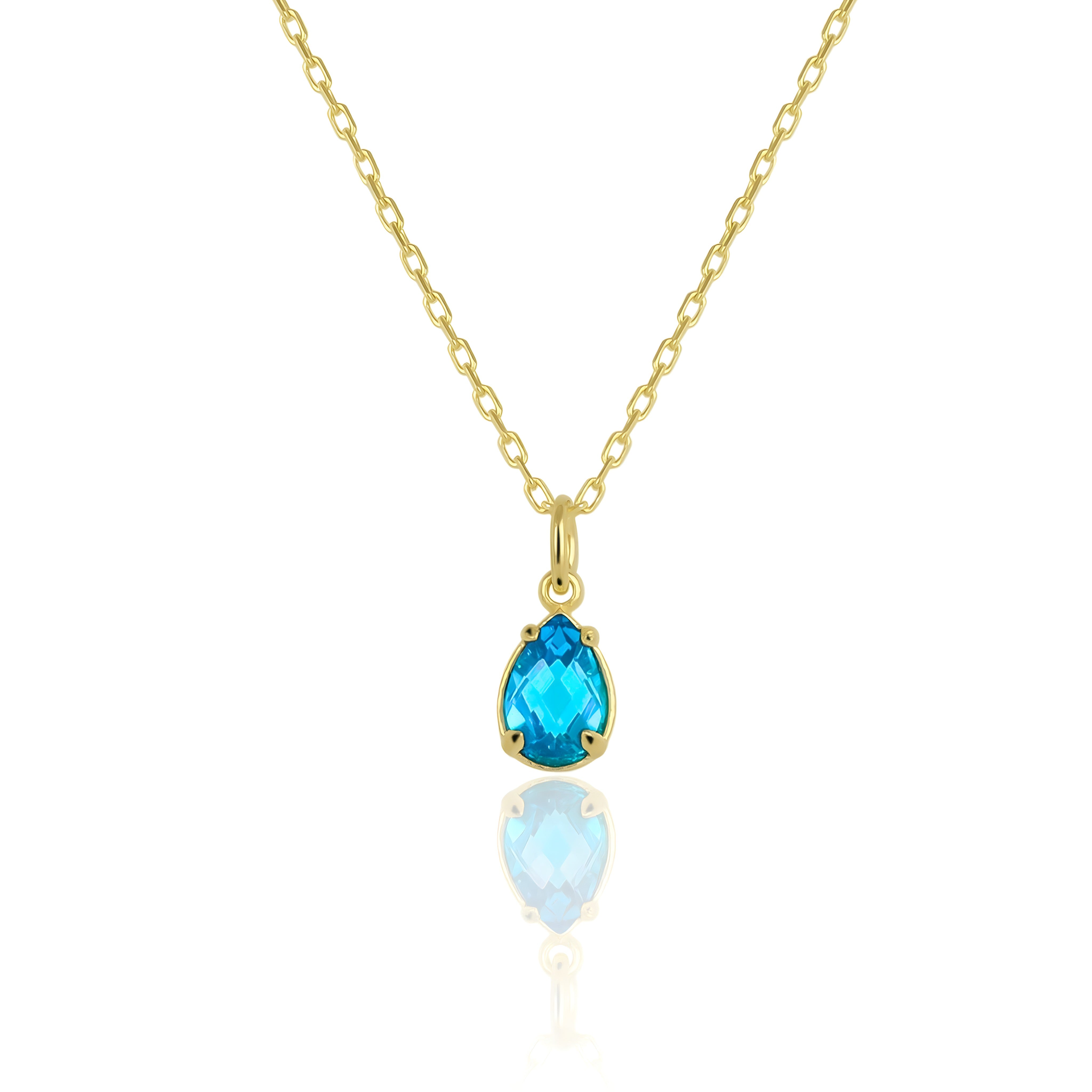 925 Sterling Silver March Birthstone Necklace-Aquamarine Necklace