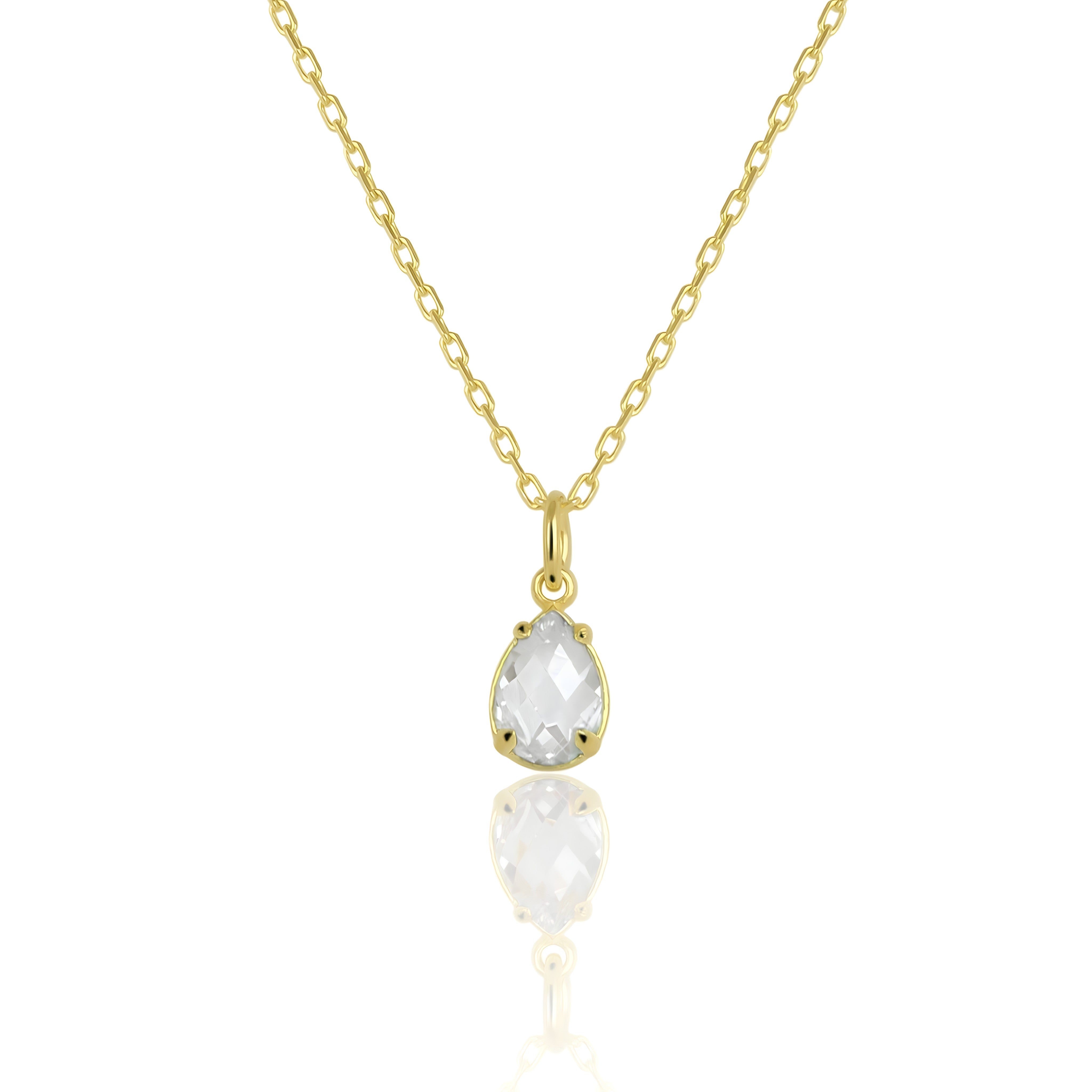925 Sterling Silver April Birthstone Necklace-Clear Quartz Necklace