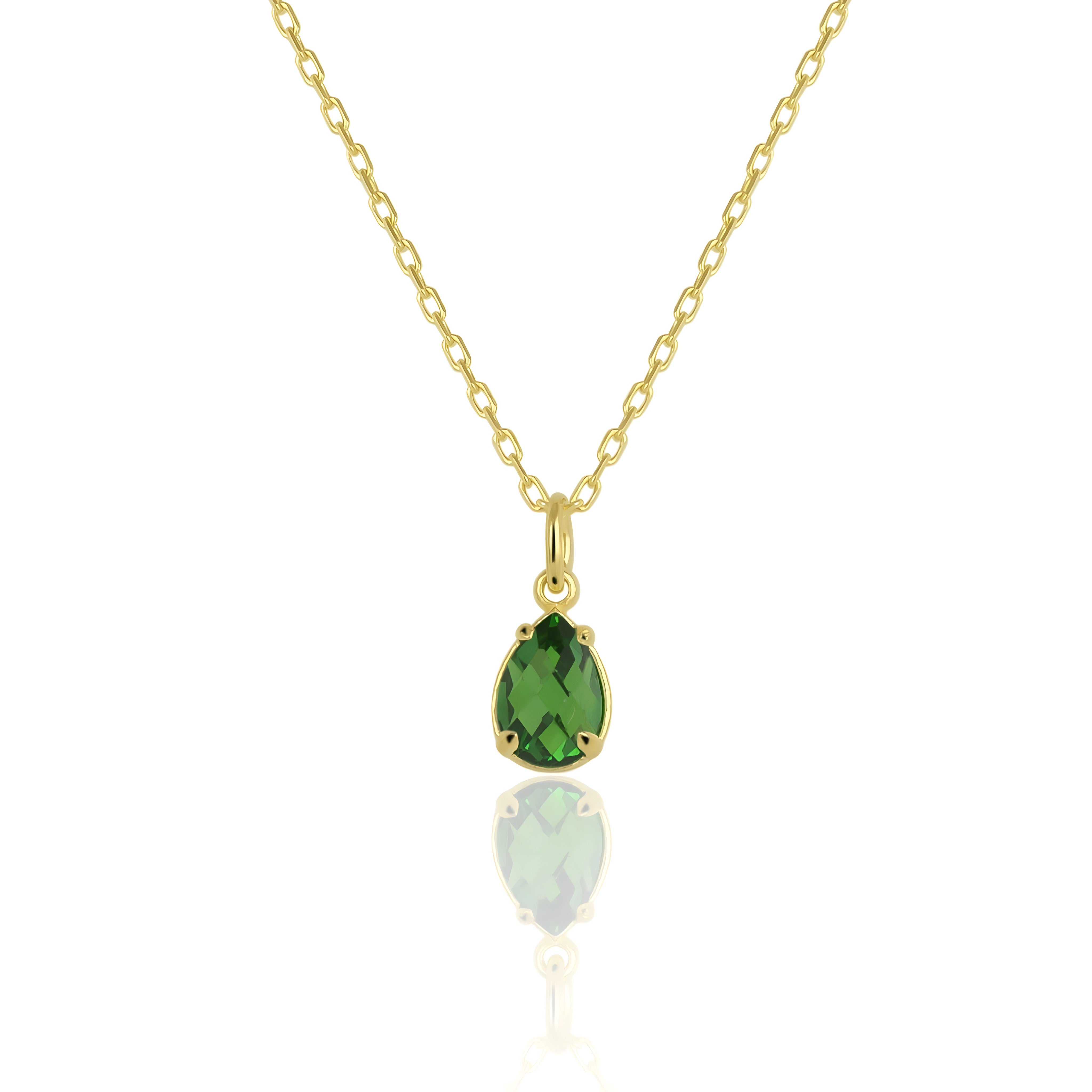 925 Sterling Silver May Birthstone Necklace-Emerald Necklace