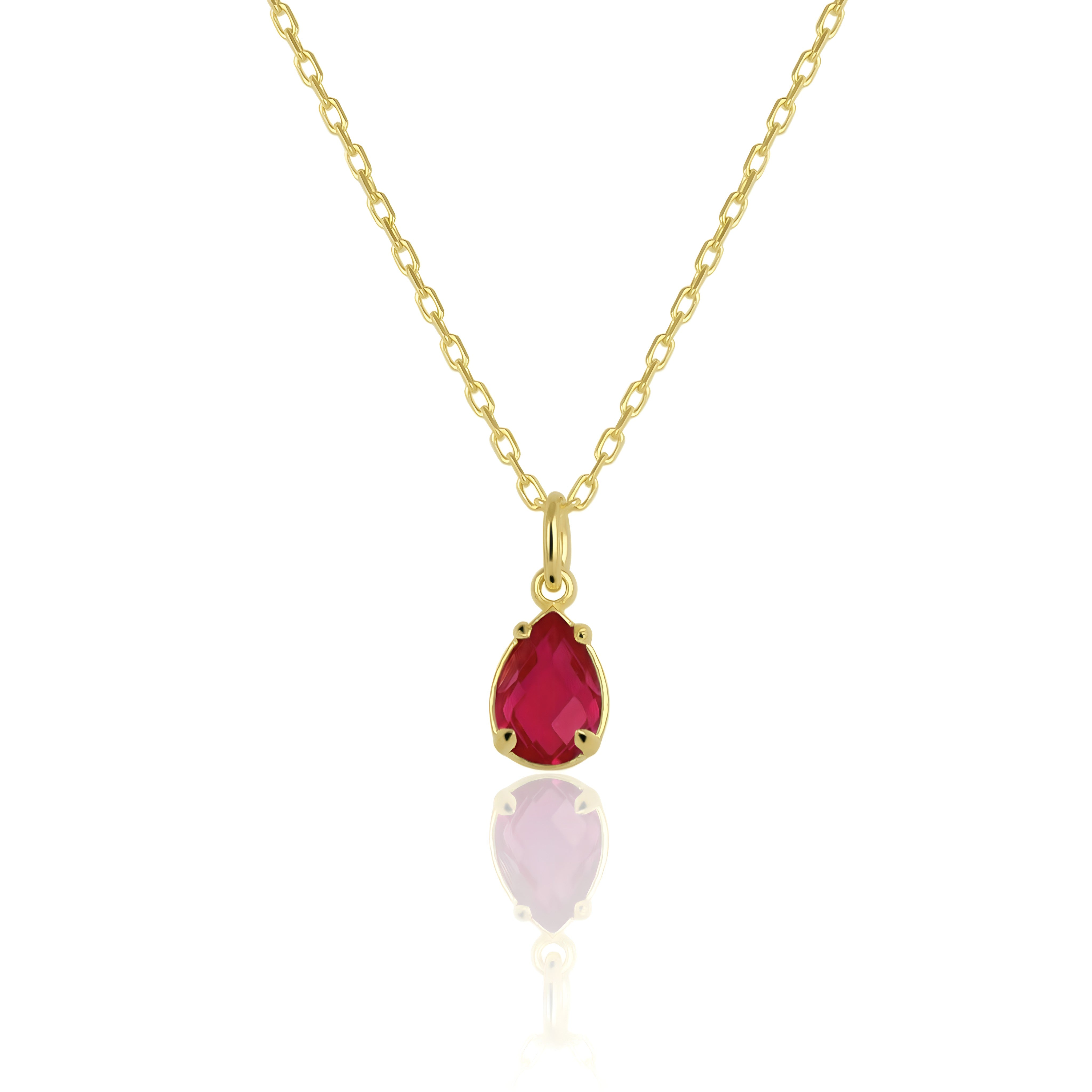 925 Sterling Silver July Birthstone Necklace-Ruby Necklace