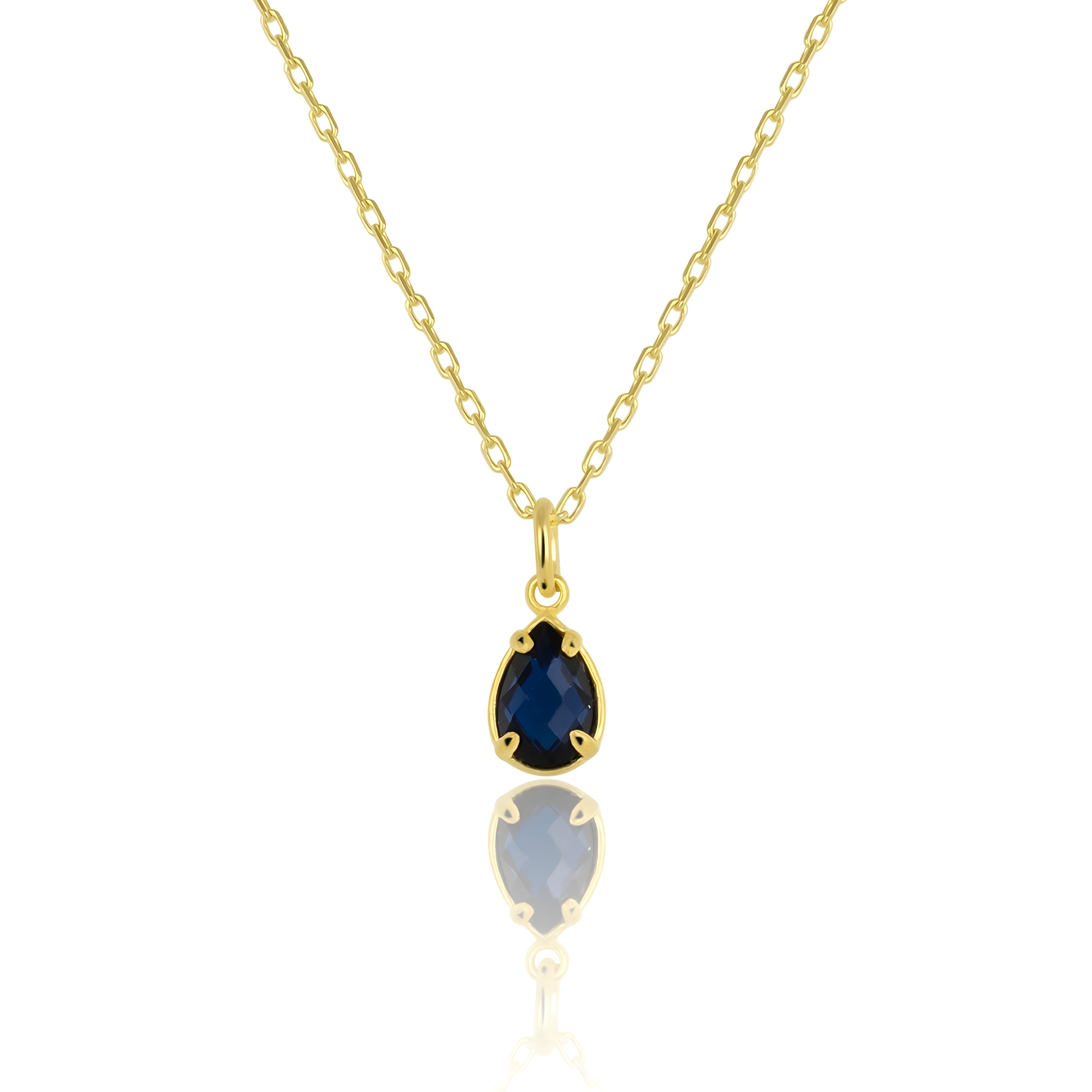 925 Sterling Silver September Birthstone Necklace-Sapphire Necklace