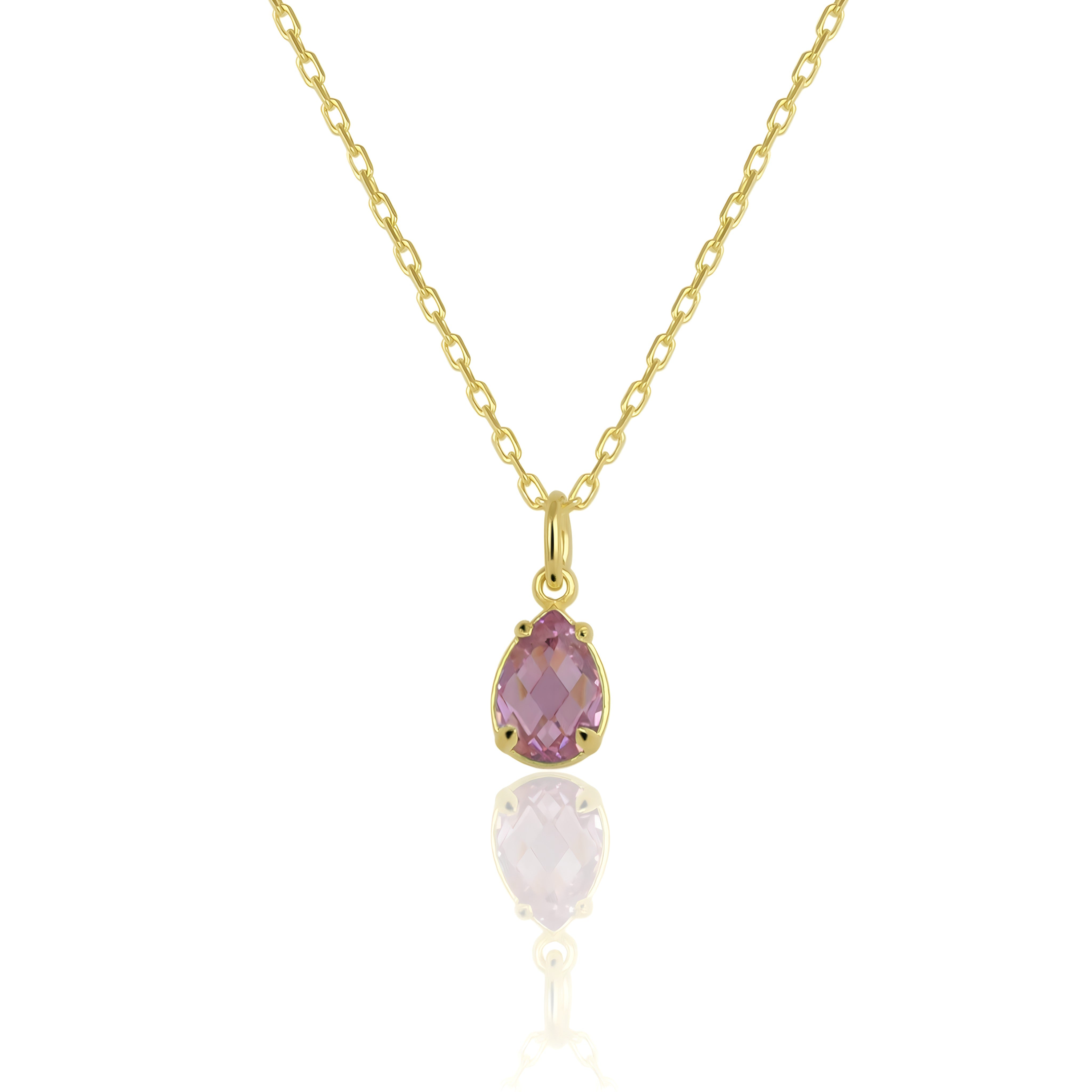 925 Sterling Silver October Birthstone Necklace-Pink Tourmaline Necklace